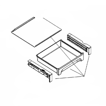 Контейнер выдвижной VarioSafe холодильника в сборе со стеклом и креплениями